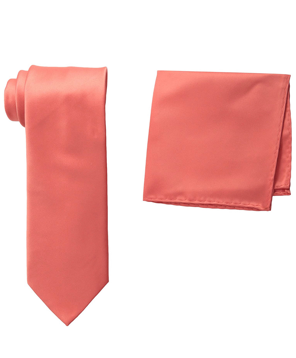 Stacy Adams Solid Coral Tie and Hanky - On Time Fashions Tuscaloosa